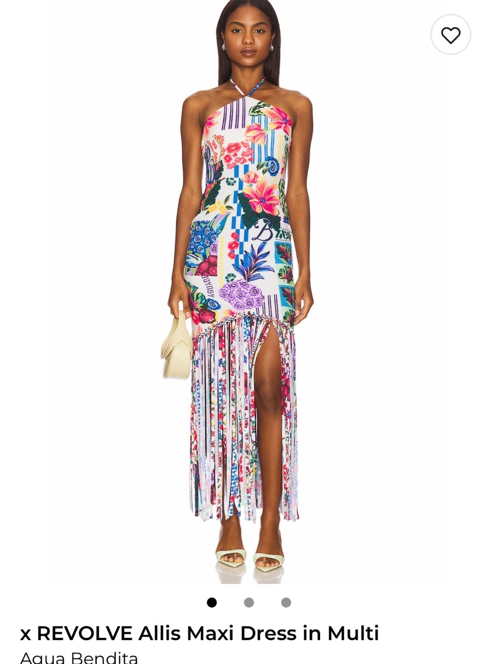 REVOLVE Multi Floral Halter Maxi Dress with Fringe